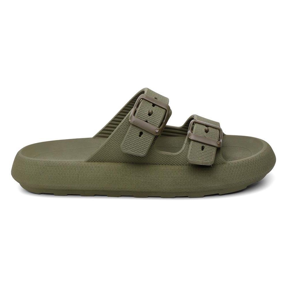 Chinelo Papete Nuvem Feminino/Masculino Slide Tira Dupla Fivela Casual Verde 3