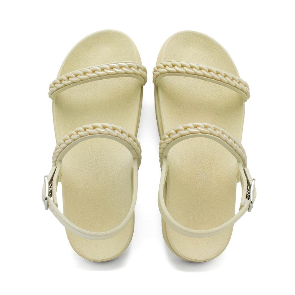 Papete Feminina Sandália Corrente + Carteira Kit 2 Peças Branco 4