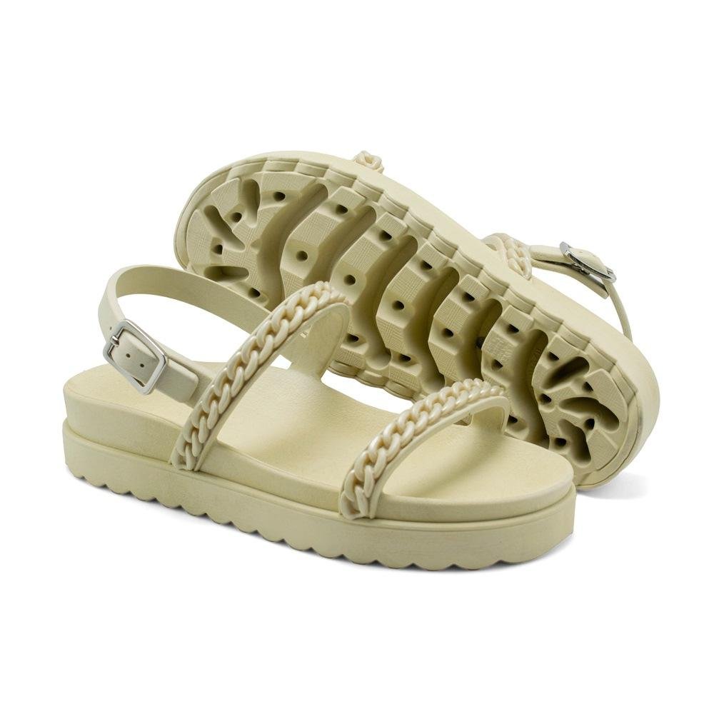 Papete Feminina Sandália Corrente + Carteira Kit 2 Peças Branco 5