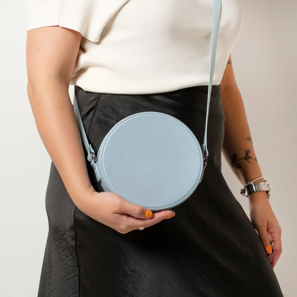 Bolsa Feminina Transversal Mini Bag Zíper Redonda Moderna Azul 2