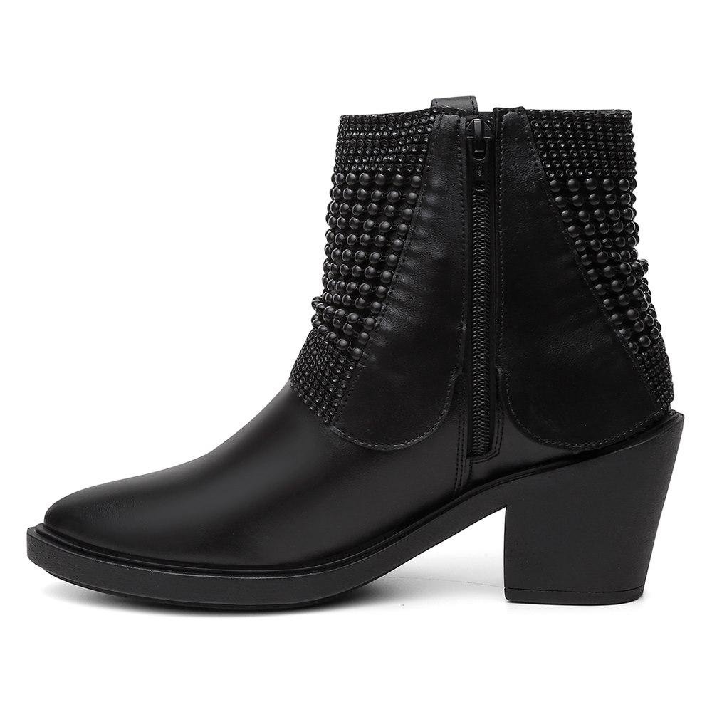 Bota Feminina Cano Curto Bico Fino Moderna + Bolsa Carteira Preto 3