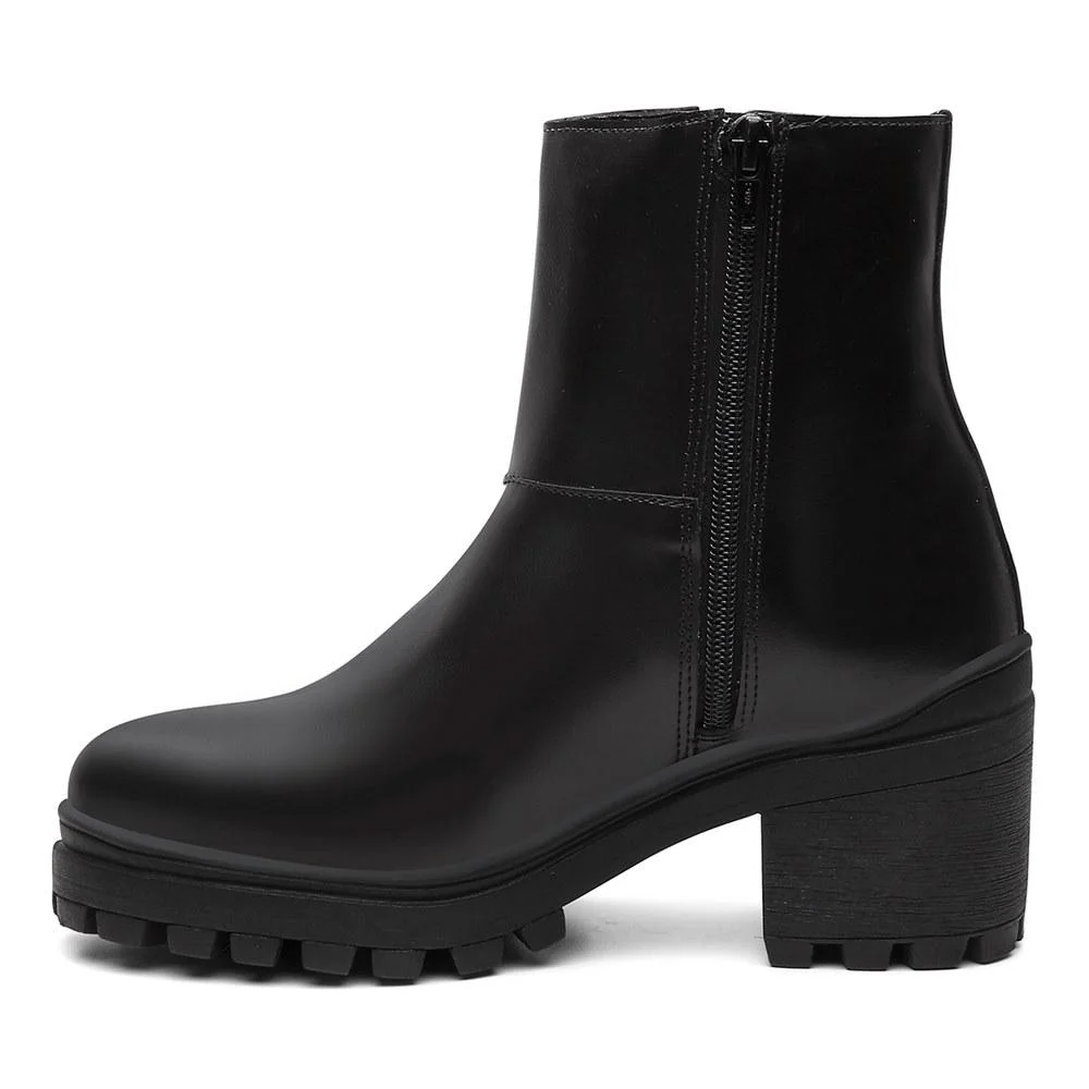 Bota Feminina Cano Curto Zíper Casual + Bolsa Carteira Kit 2 Preto 3