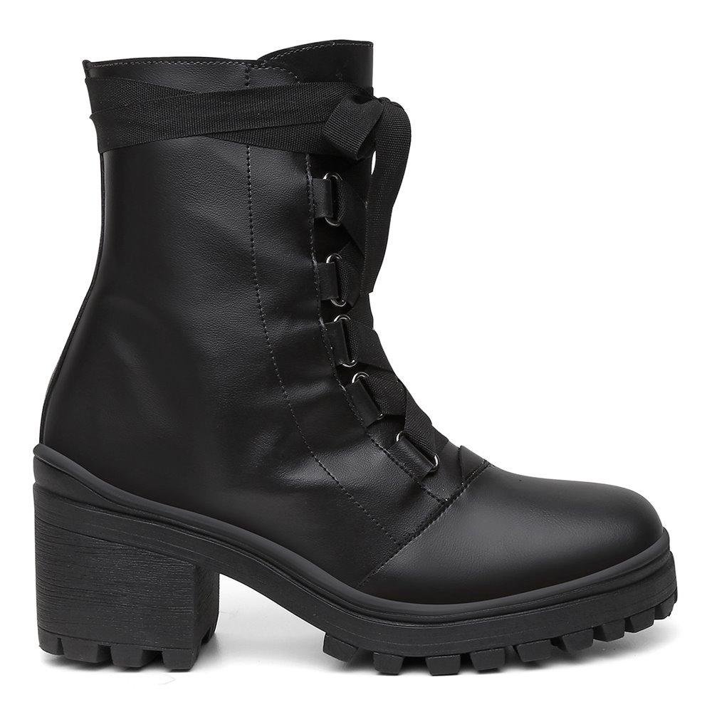 Bota Feminina Cano Curto Ziper Casual e Bolsa Roma Kit 2