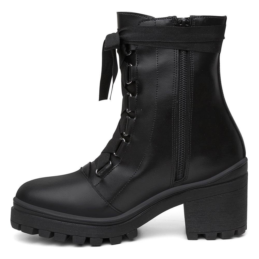 Bota Feminina Cano Curto Ziper Casual e Bolsa Roma Kit 2 Preto 3