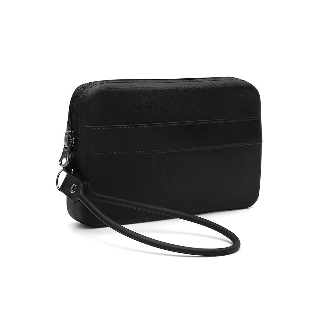 Bota Feminina Tratorada Bico Fino Zíper + Bolsa Carteira Preto 4