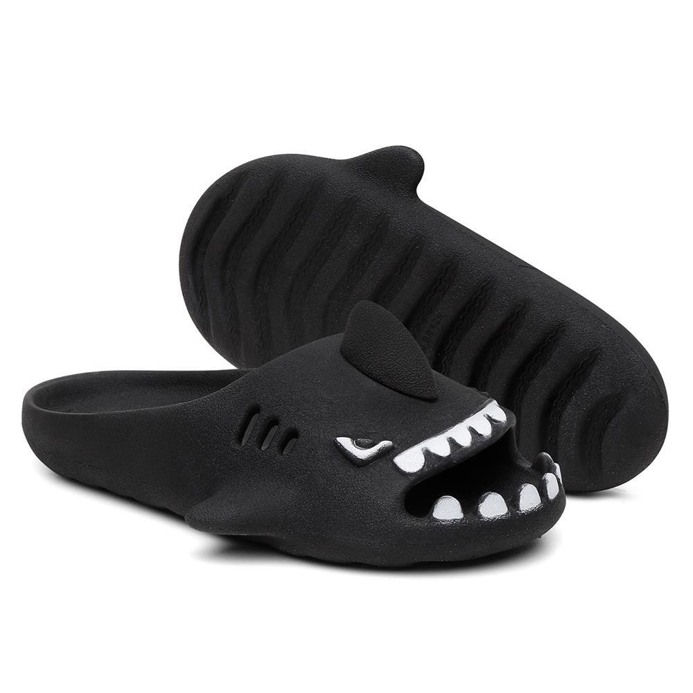 Chinelo Infantil Slide Sharky Fun Tubarão Divertido Preto 5