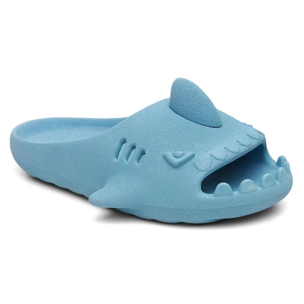 Chinelo Tubarão Infantil Confortável Praia e Piscina Azul 5