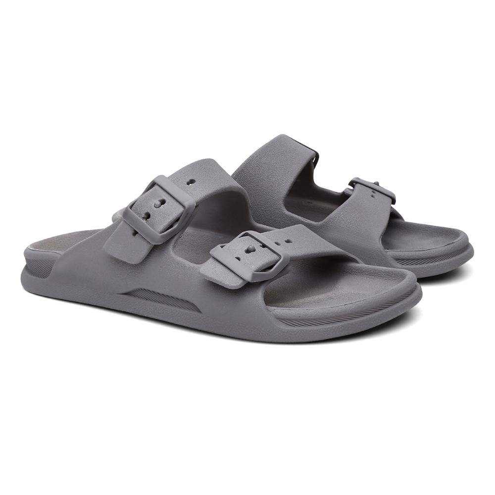 Chinelo Papete Confortável Tira Dupla Cinza 2