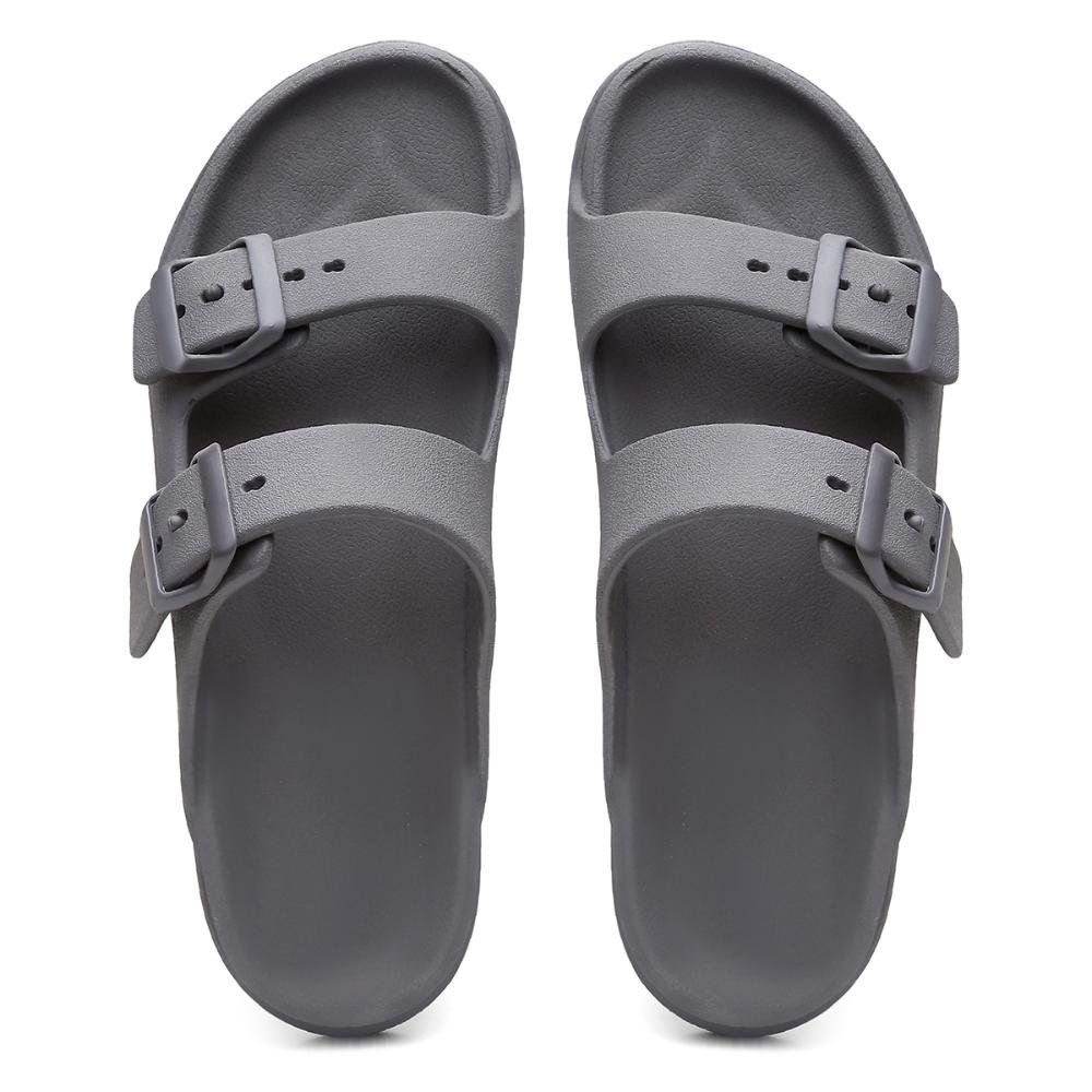 Chinelo Papete Confortável Tira Dupla Cinza 4
