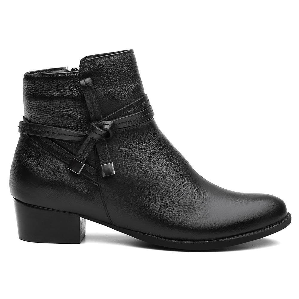 Bota Feminina Cano Curto Couro Salto Baixo Confortável