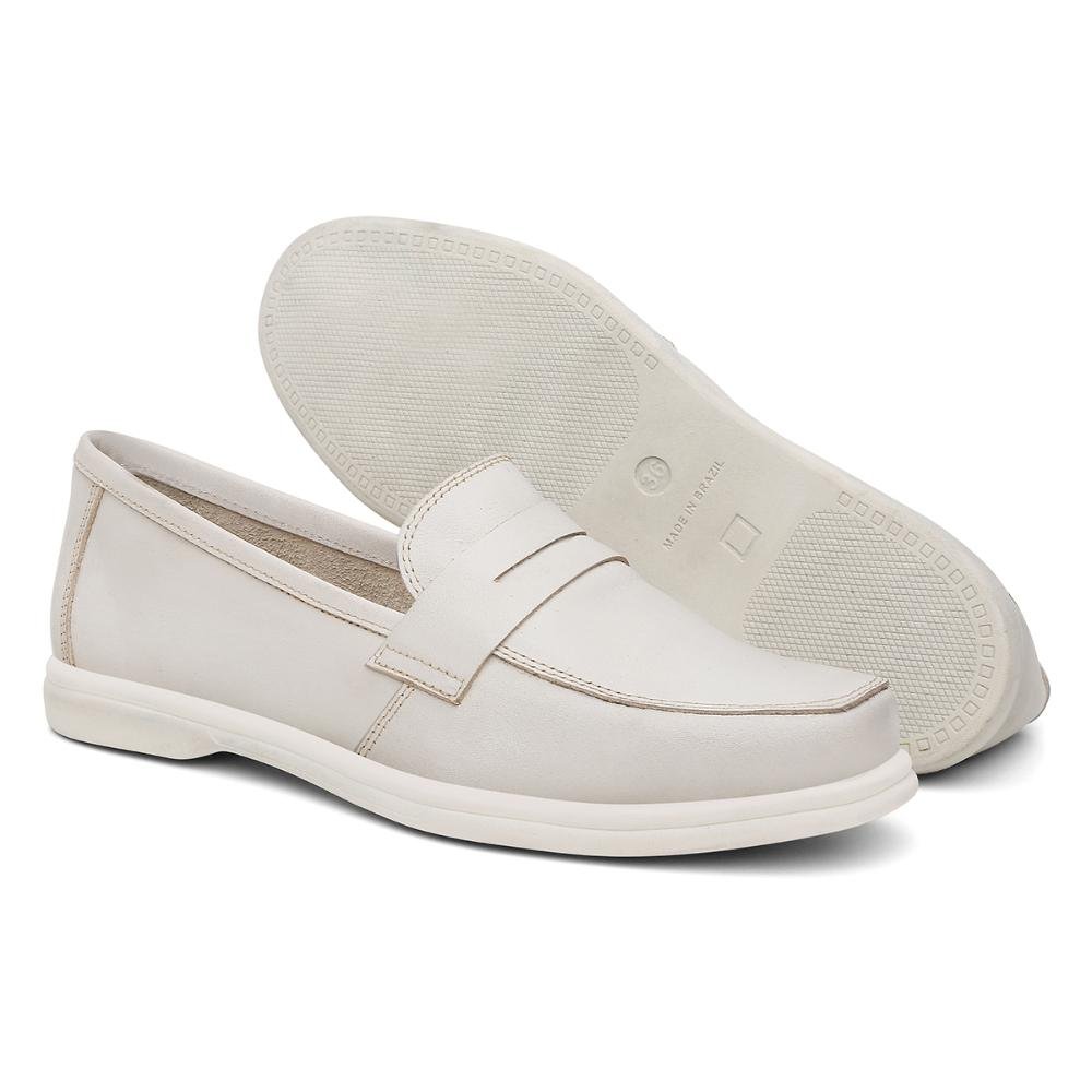 Mocassim Feminino  Conforto Casual Elegante Off White 2