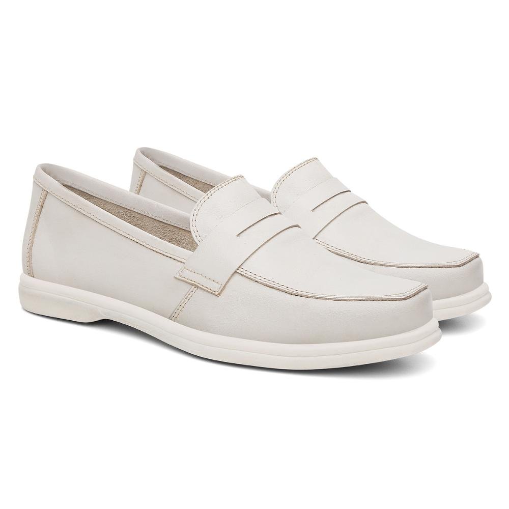 Mocassim Feminino  Conforto Casual Elegante Off White 4