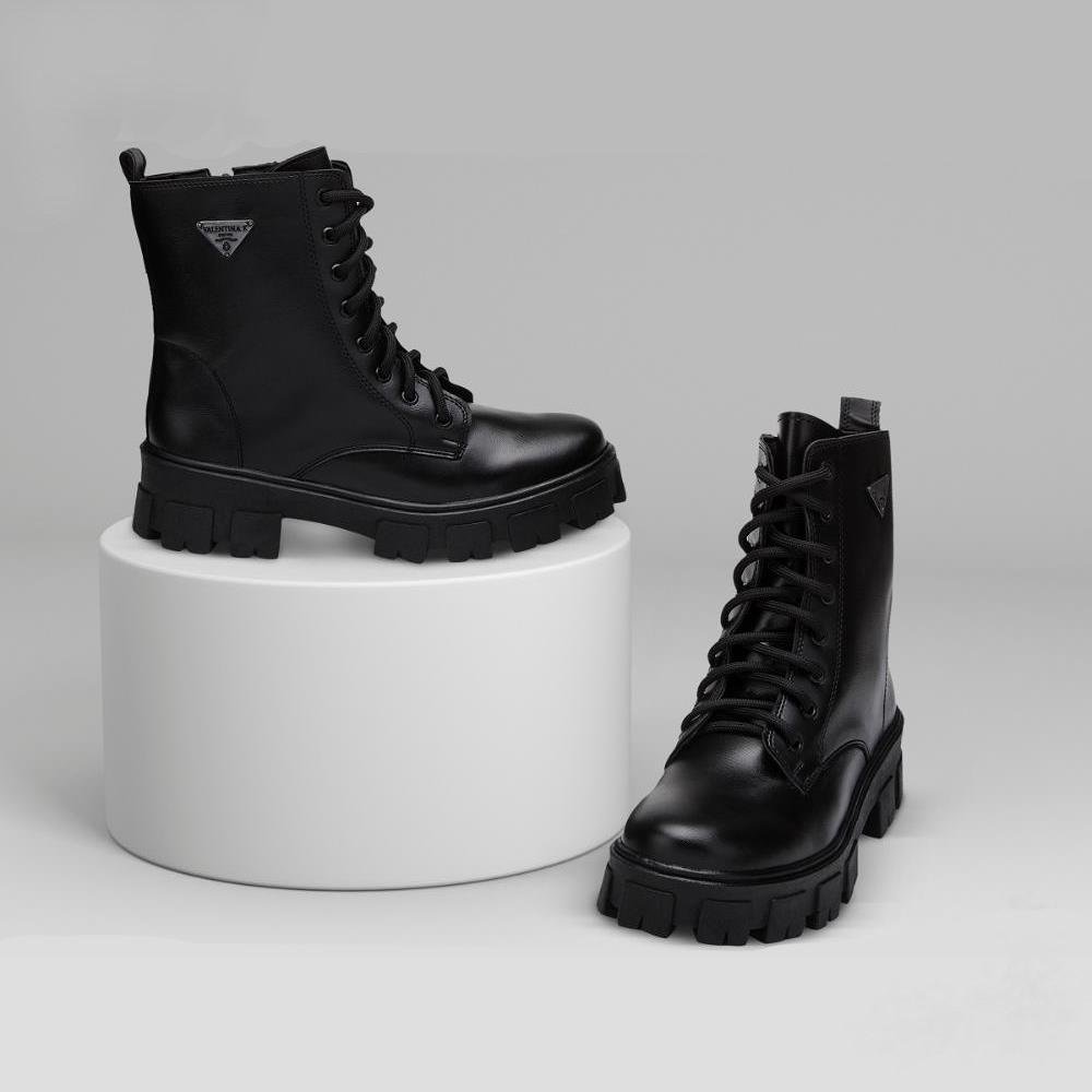 Coturno Feminino Salto Baixo Tratorado Cano Curto Zíper Preto 2