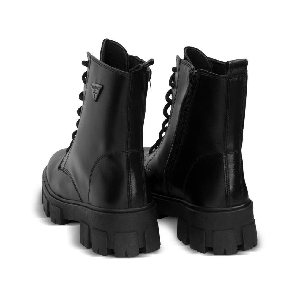 Coturno Feminino Salto Baixo Tratorado Cano Curto Zíper Preto 7