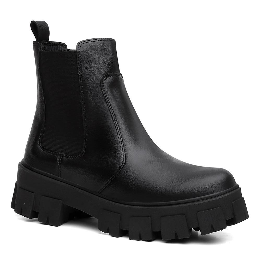 Kit Bota Chelsea Feminina Tratorada + Bolsa Bag Alça Fixa Preto 2