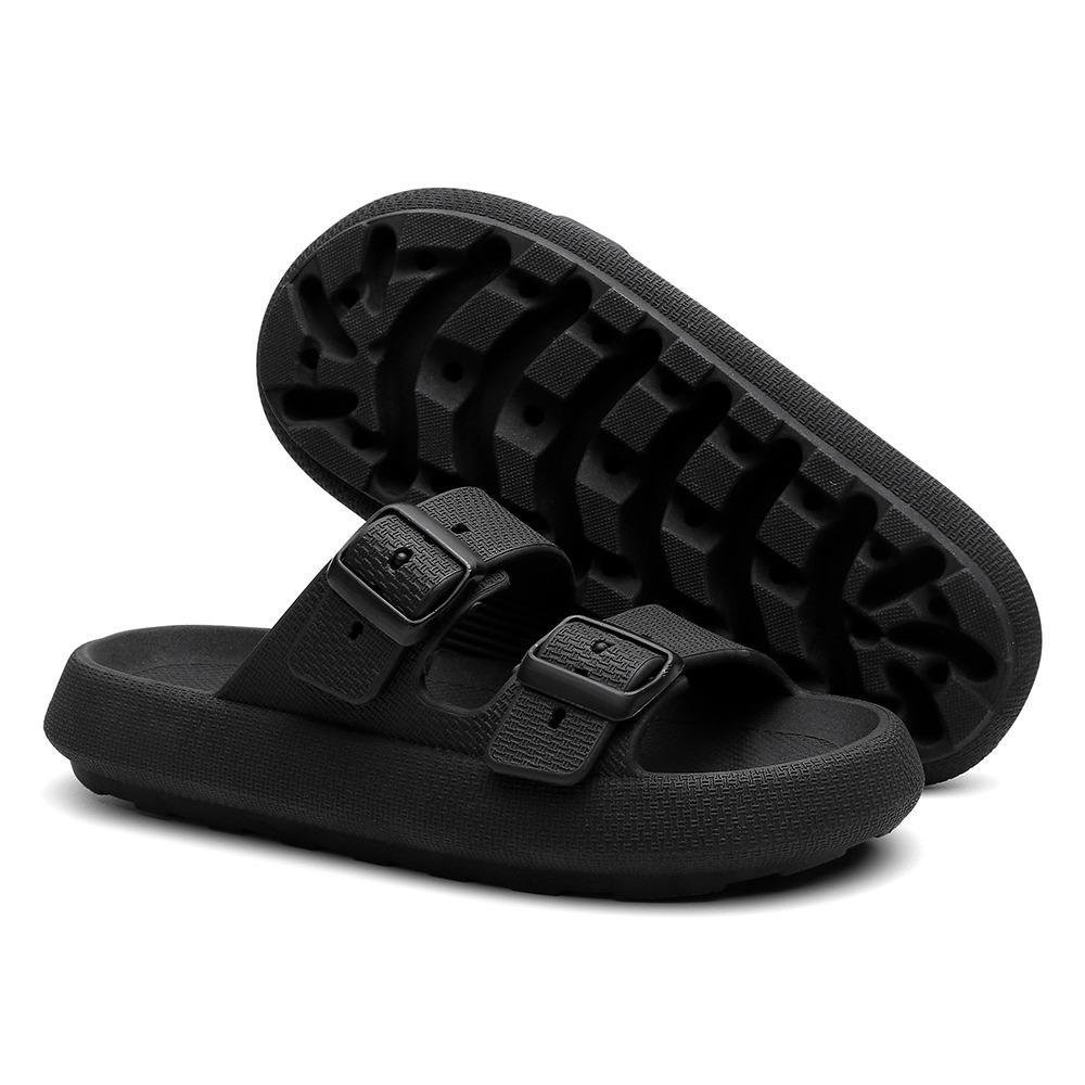 Kit Sandalia Slide Nuvem Tira Dupla Fivela e Bolsa Quebek Casual Preto 6