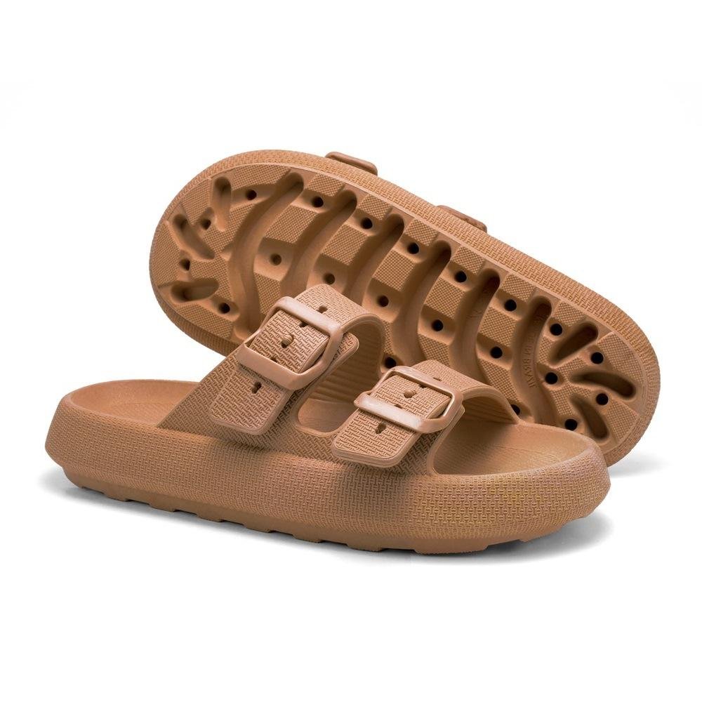 Chinelo Papete Nuvem Feminino/Masculino Slide Tira Dupla Fivela Casual Marrom 5