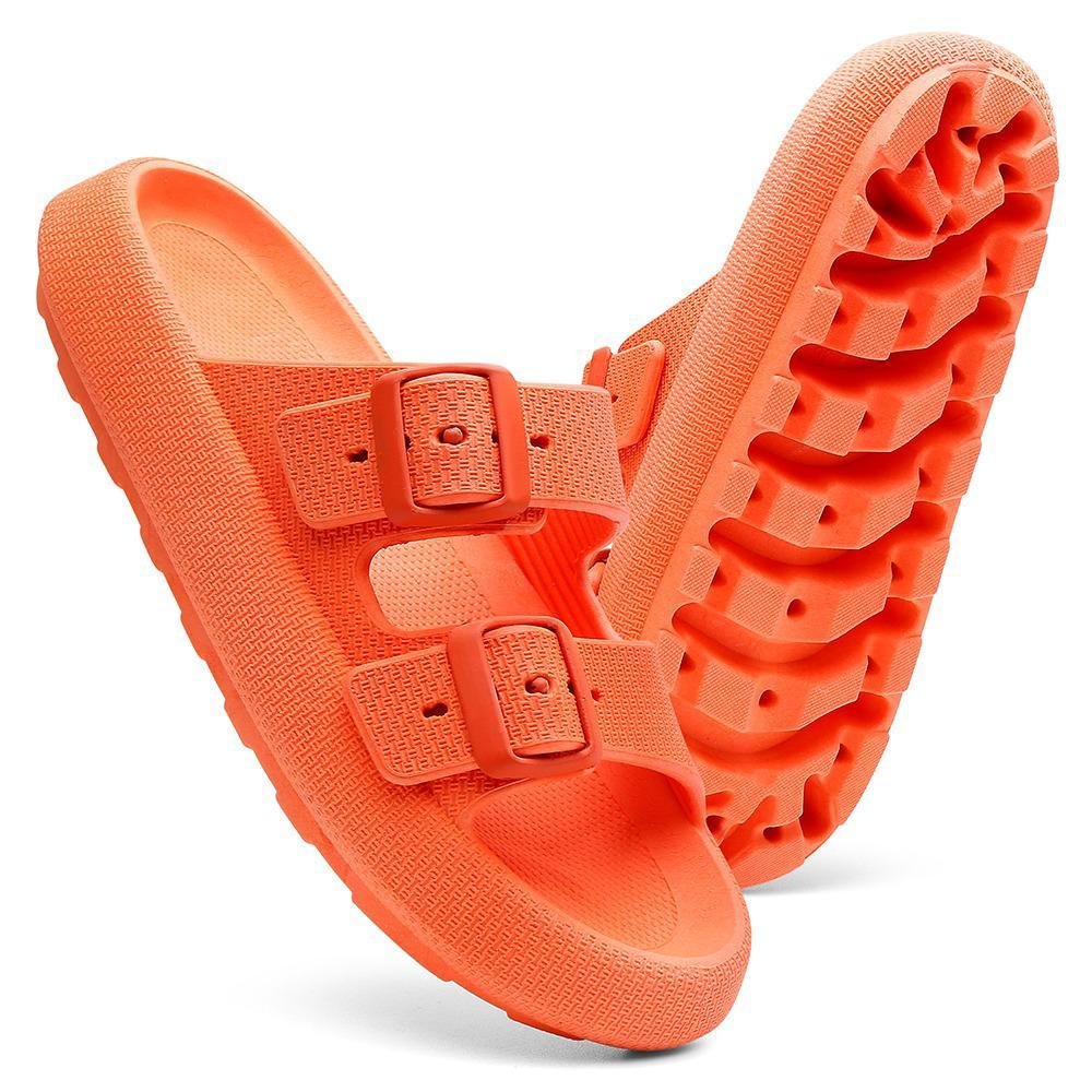 Chinelo Papete Nuvem Feminino/Masculino Slide Tira Dupla Fivela Casual Laranja 5