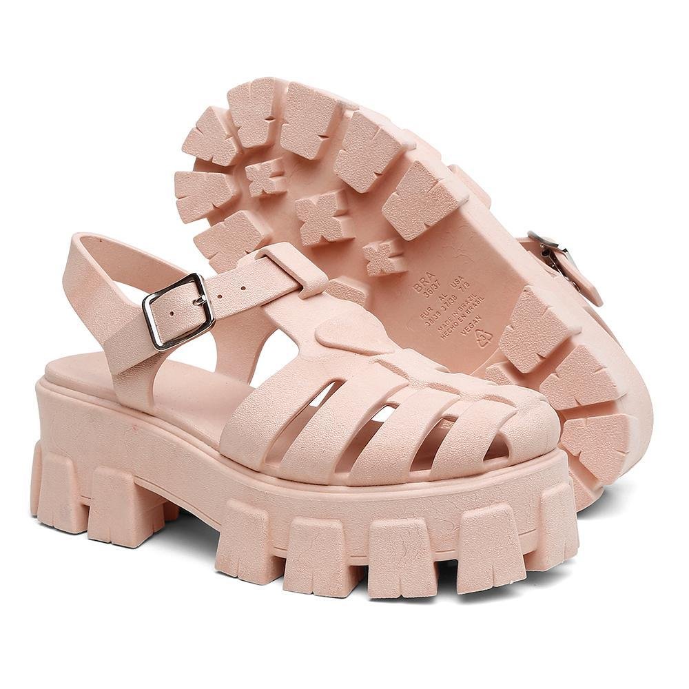 Sandália Feminina Tratorada Confortável Fisherman + Carteira Bege 5