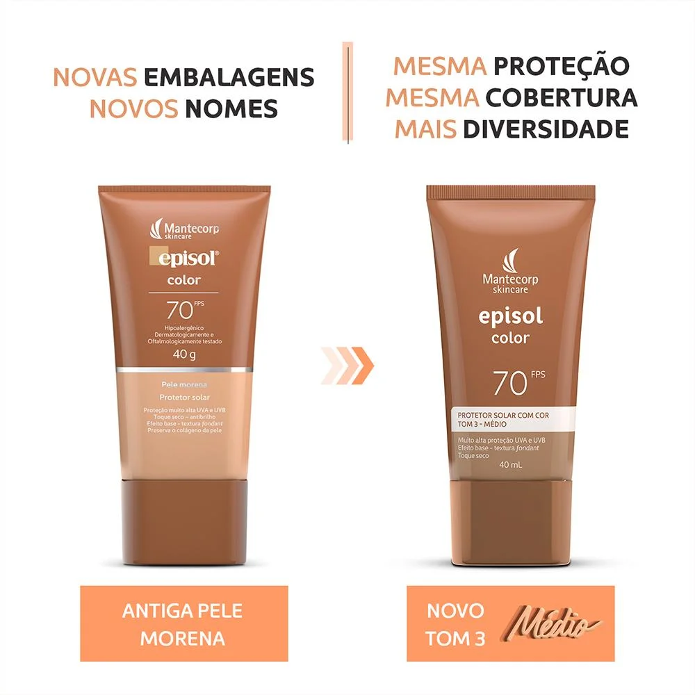 Mantecorp Episol Color Prot Solar Facial Fps70 3 Médio 40ml Tom 3 Médio 3