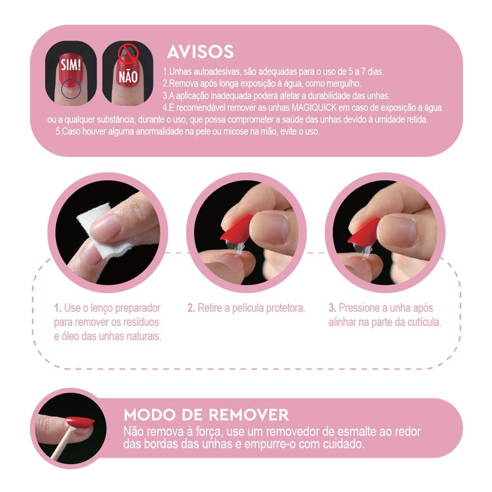 Absolute New York Magiquick Unhas Postiças Média Autocolante Quadrada French French 24 Unidades French French 3