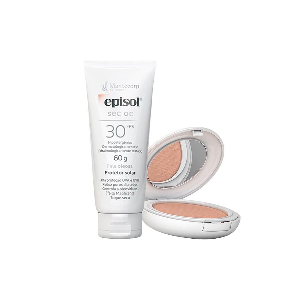 Kit Mantecorp Cuidado da Pele Facial - Protetor Solar FPS30 e Protetor Solar em Pó FPS50 Clara Bege 1