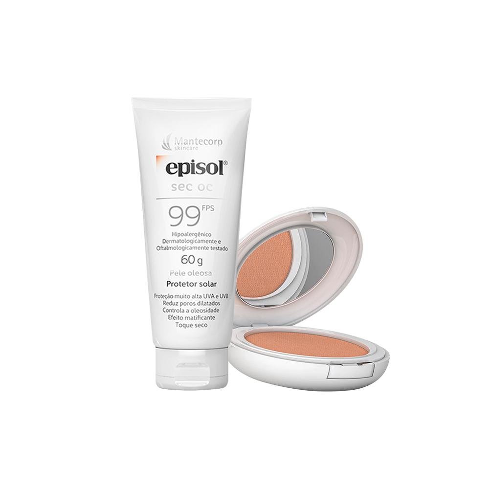 Kit Mantecorp Cuidado da Pele Facial - Protetor Solar FPS99 e Protetor Solar em Pó FPS50 Morena+ Bege 1