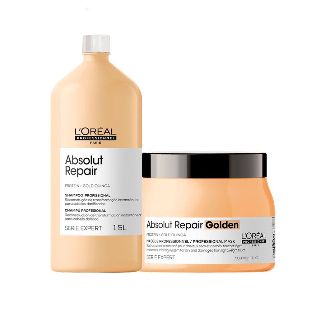 Kit L'Oréal Professionnel Serie Expert Absolut Repair Gold Quinoa – Shampoo E Máscara 500 G