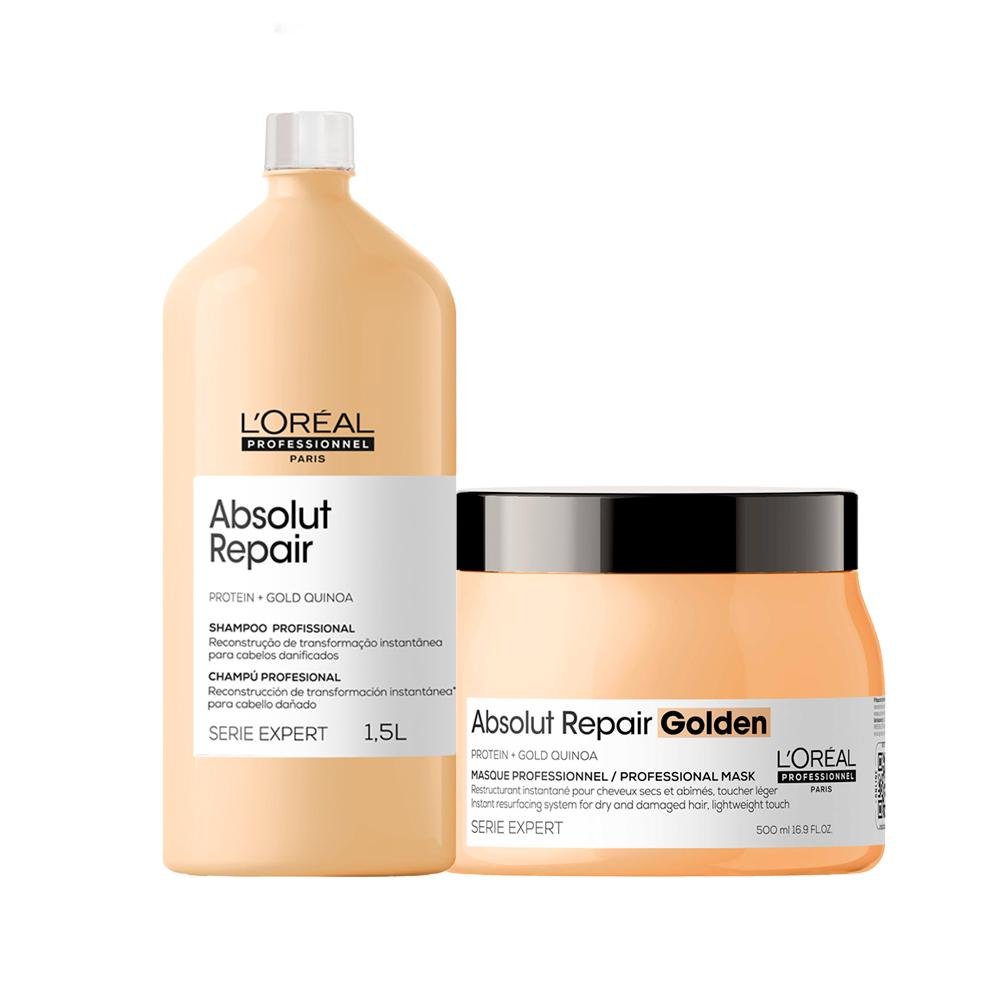 Kit L'Oréal Professionnel Serie Expert Absolut Repair Gold Quinoa – Shampoo e Máscara 500 g ÚNICO 1