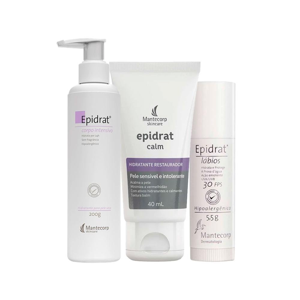 Kit Hidratantes Mantecorp Epidrat - Creme Facial Hidratante e Creme Corporal Hidratante e Hidratante Labial Fps30 5,5g ÚNICO 1