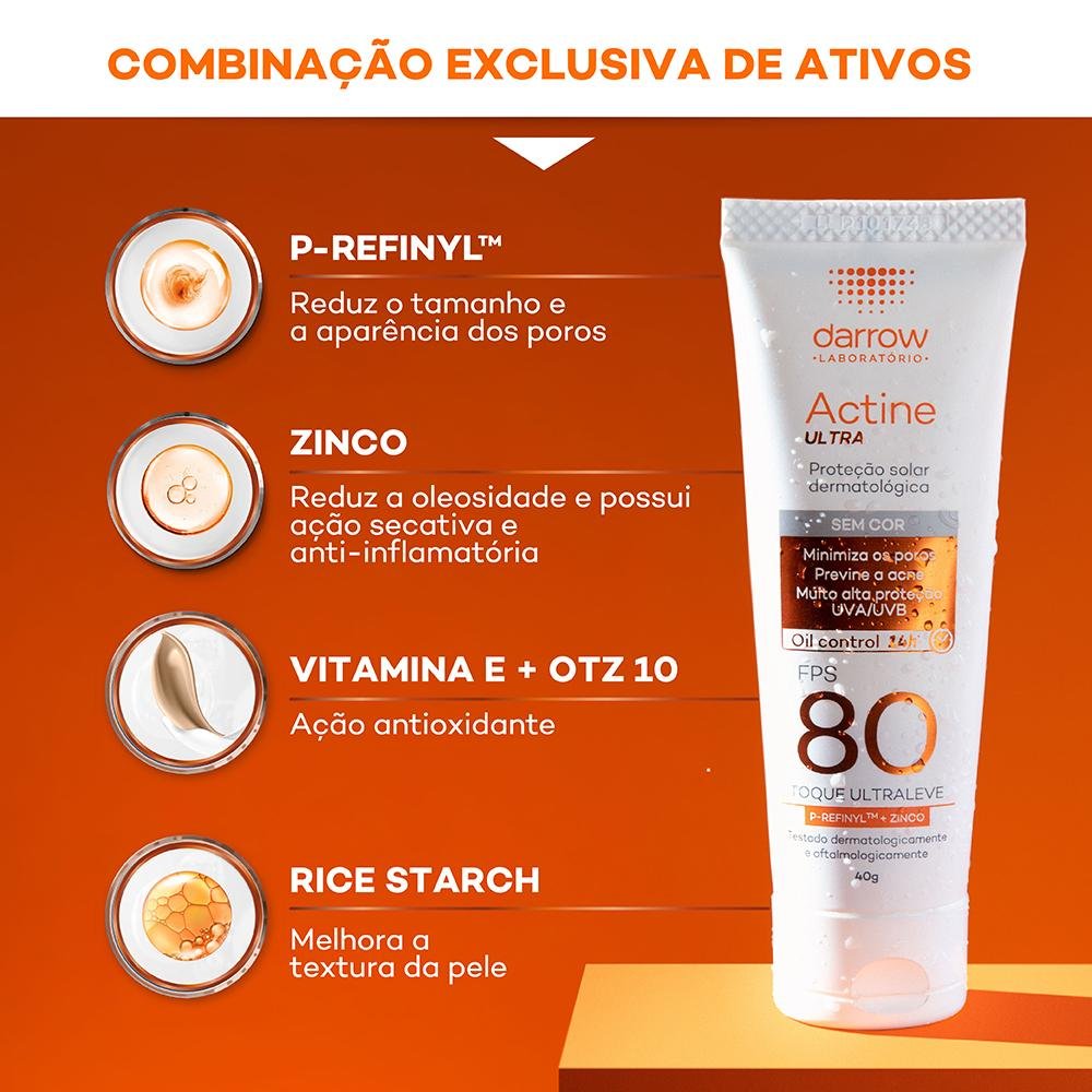 Darrow Actine Ultra FPS80 Protetor Solar Facial 40g 40g 8