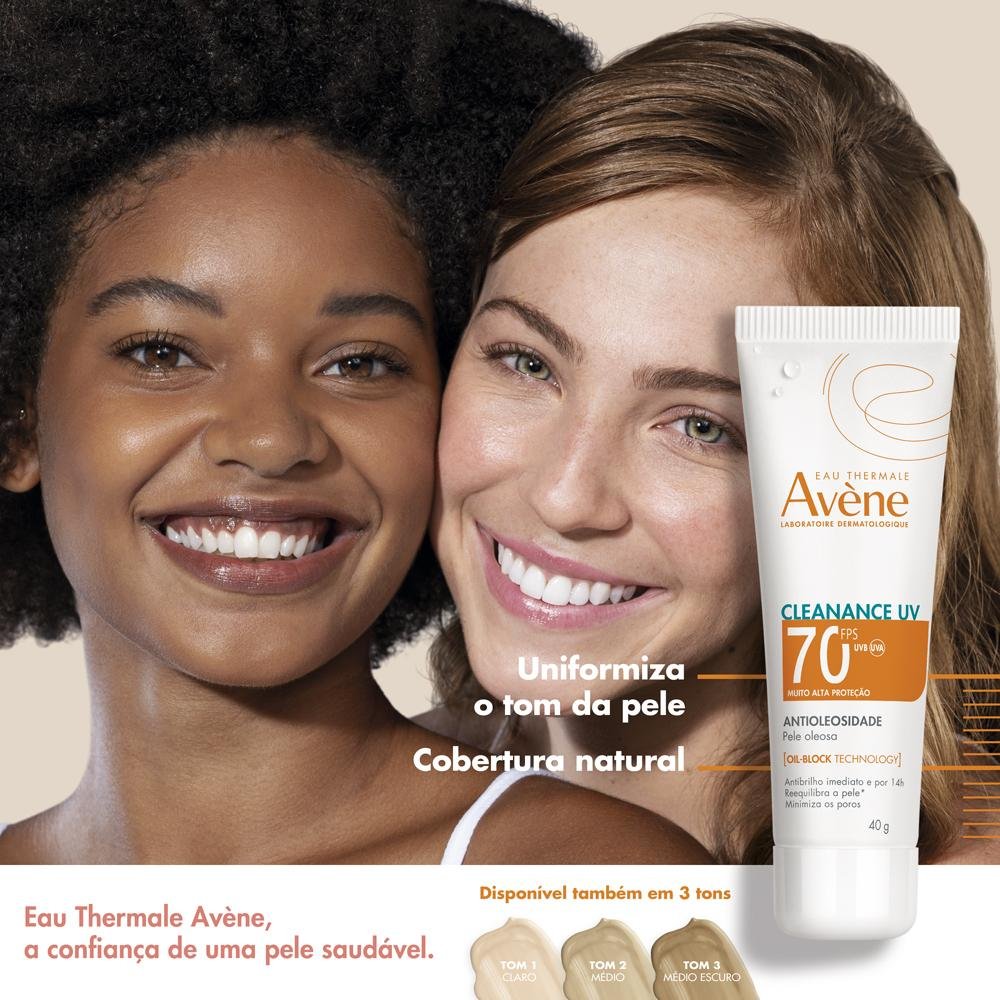 Avène Cleanance UV Protetor Solar Facial FPS70 Tom 1 Claro 40g Tom 1 Claro