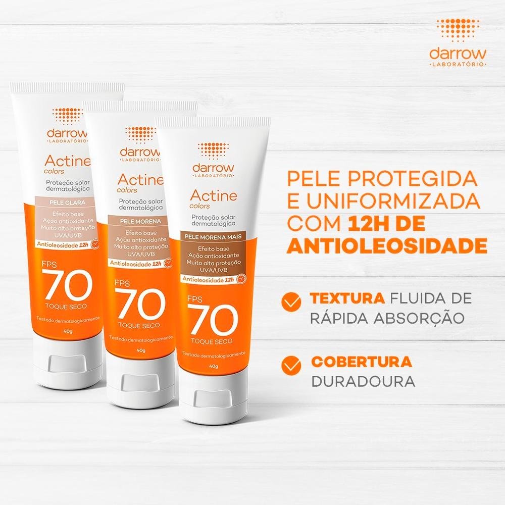 Darrow Actine Colors Protetor Solar Facial FPS70 Pele Morena Mais 40g Pele Morena 4