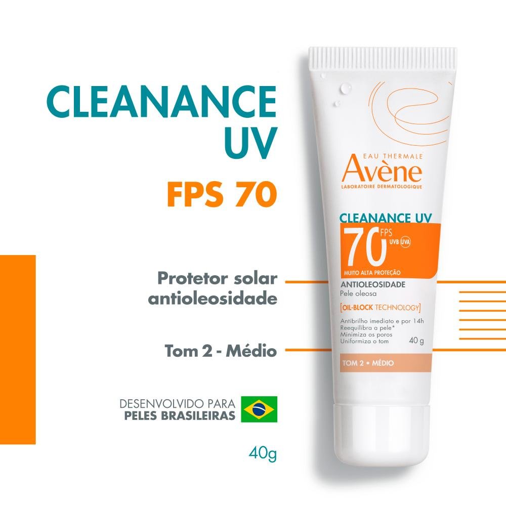 Avène Cleanance UV Protetor Solar Facial FPS70 Tom 2 Médio 40g Tom 2 Médio 2