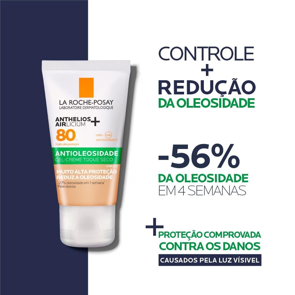 La Roche-Posay Anthelios Airlicium FPS 80 2.0 Protetor Solar Facial Antioleosidade 40g Cor 2.0 3