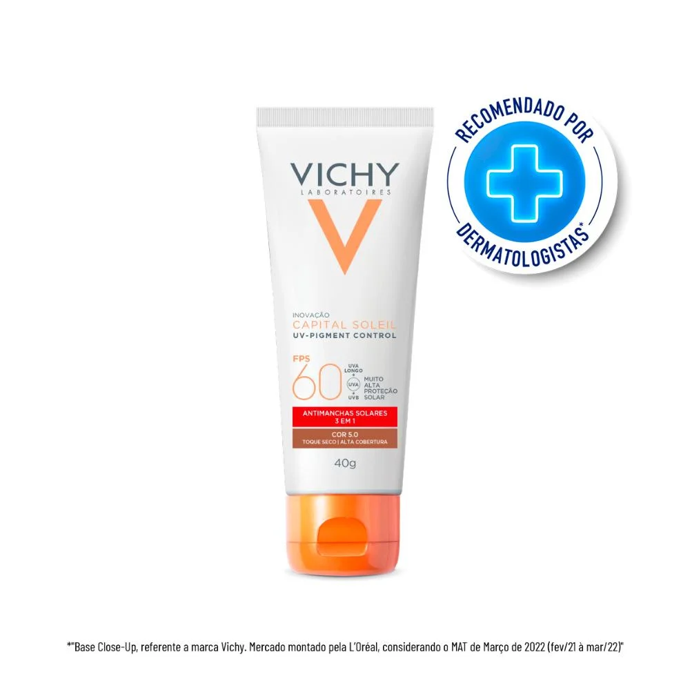 Vichy Capital Soleil UV-Pigment Control FPS 60 5.0 Protetor Solar Facial Antimanchas 40g Cor 5.0 2