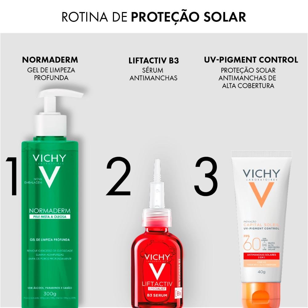 Vichy Capital Soleil UV-Pigment Control FPS60 1.0 Protetor Solar Facial Antimanchas 40g Cor 1.0 6