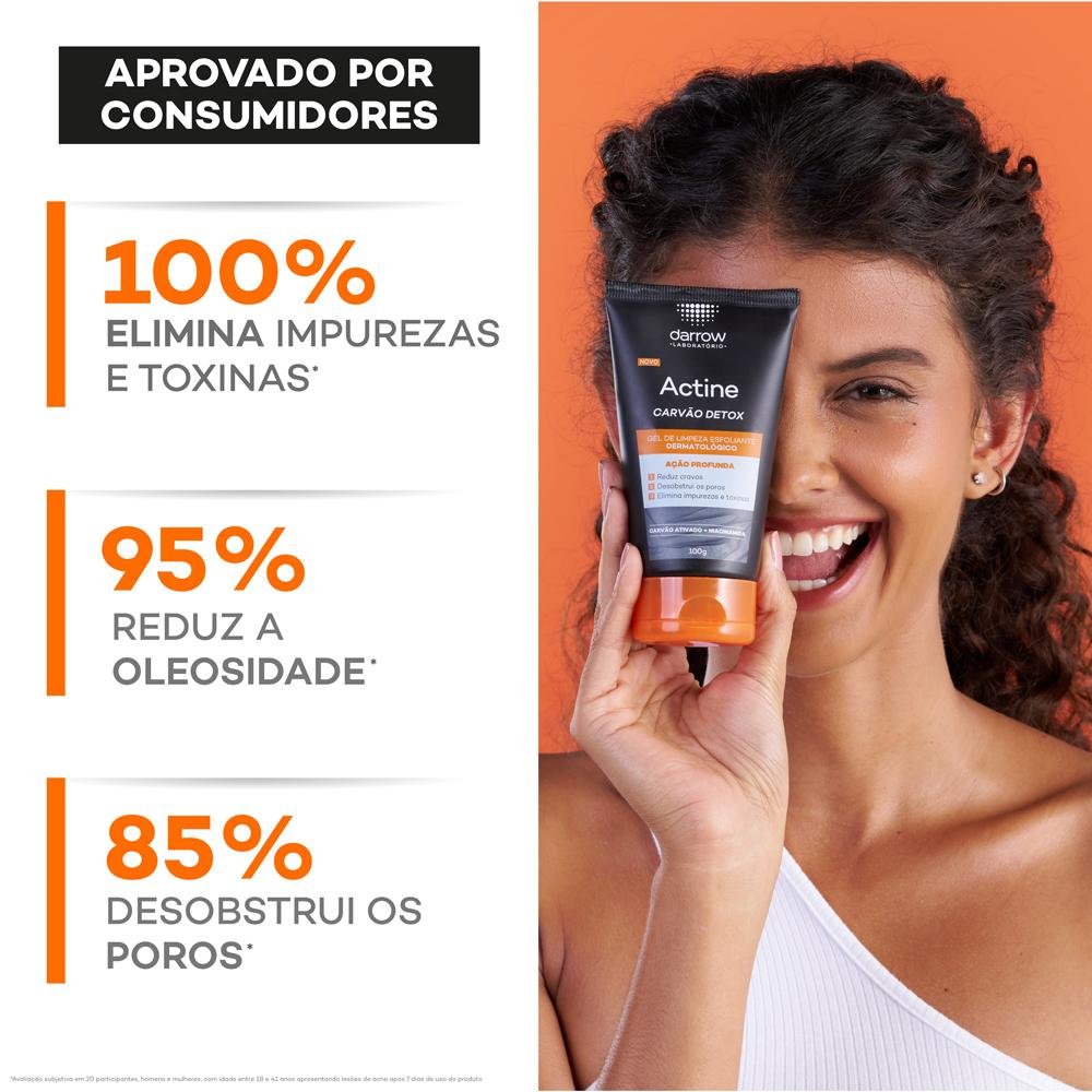 Darrow Actine Carvão Detox Gel De Limpeza Esfoliante 100g ÚNICO 4