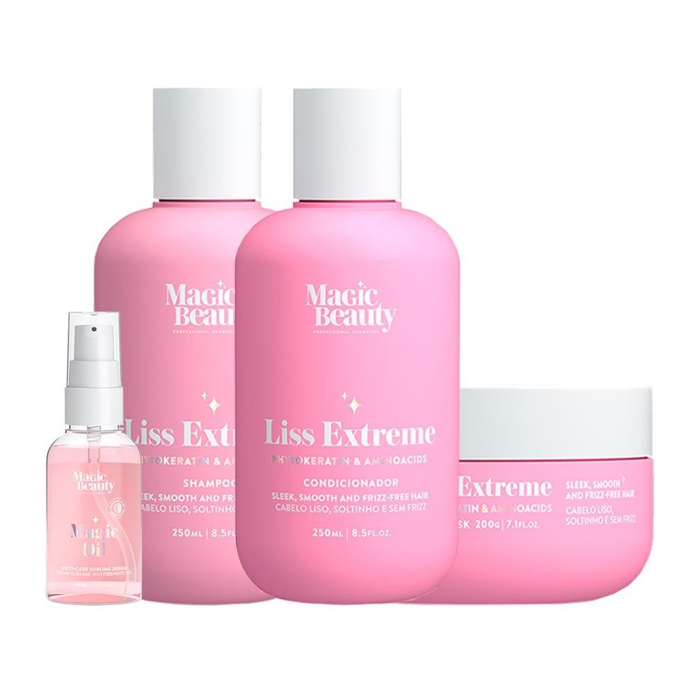 Kit Magic Beauty Liss Extreme Sh/Cond 250ml/Másc/Sérum 60ml