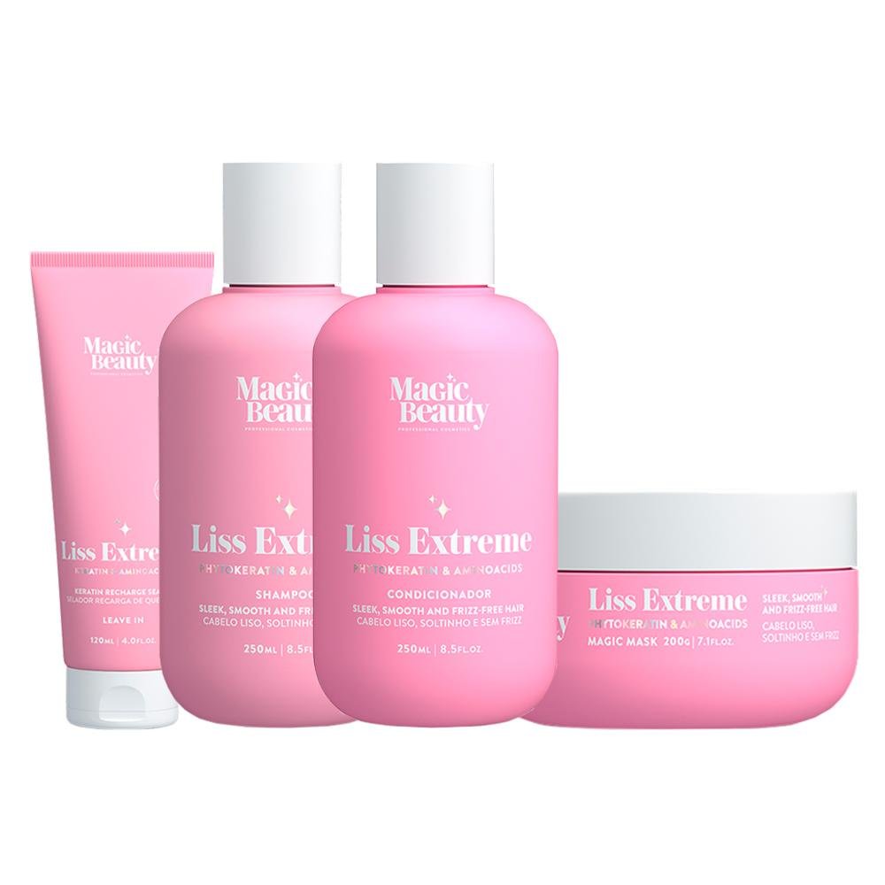Kit Magic Beauty Liss Extreme - Shampoo 250ml e Cond. 250ml e Máscara 200g e Selador de Queratina 120ml