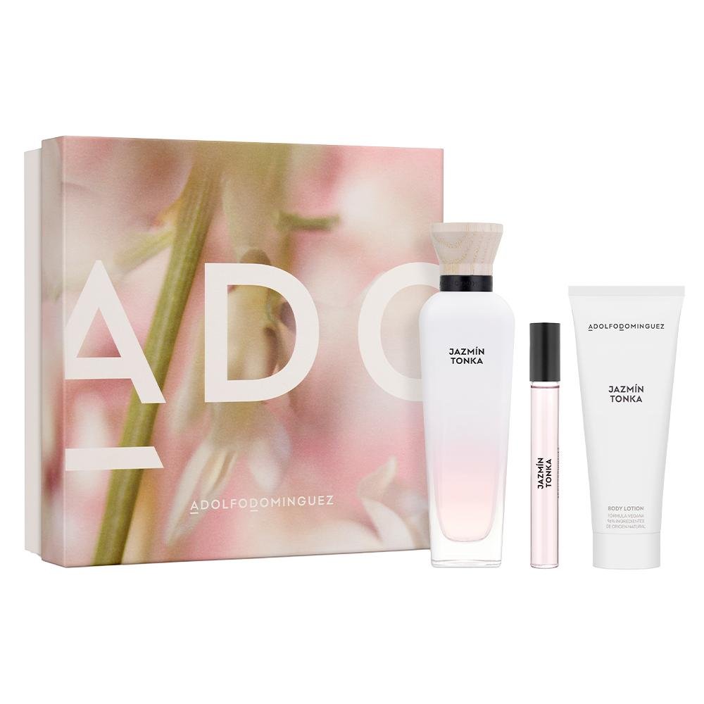 Kit Adolfo Dominguez Jazmín Tonka EDP Perfume Feminino 120ml + Creme Corporal 75ml + Miniatura 10ml