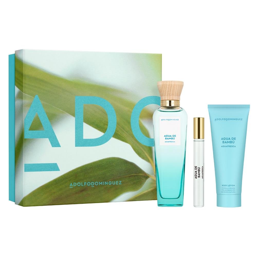 Kit Adolfo Dominguez Água Fresca Bambú Edt Perfume Feminino 120ml e Creme Corporal 75ml e Miniatura 10ml