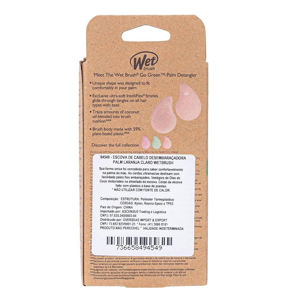 Wetbrush Palm Escova de Cabelo Desembaracadora Laranja Claro Rosa 6