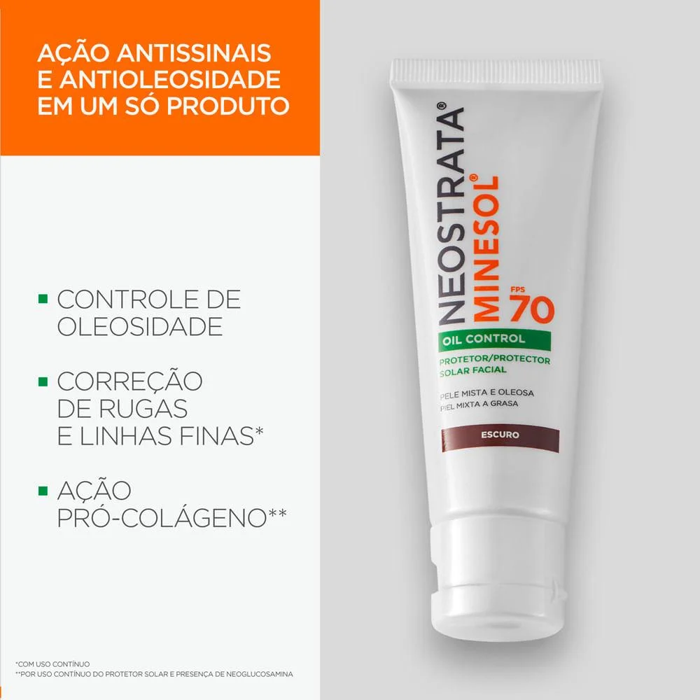 Neostrata Minesol Oil Control Fps70 Escuro Protetor Solar Facial 40G Marrom Escuro 3