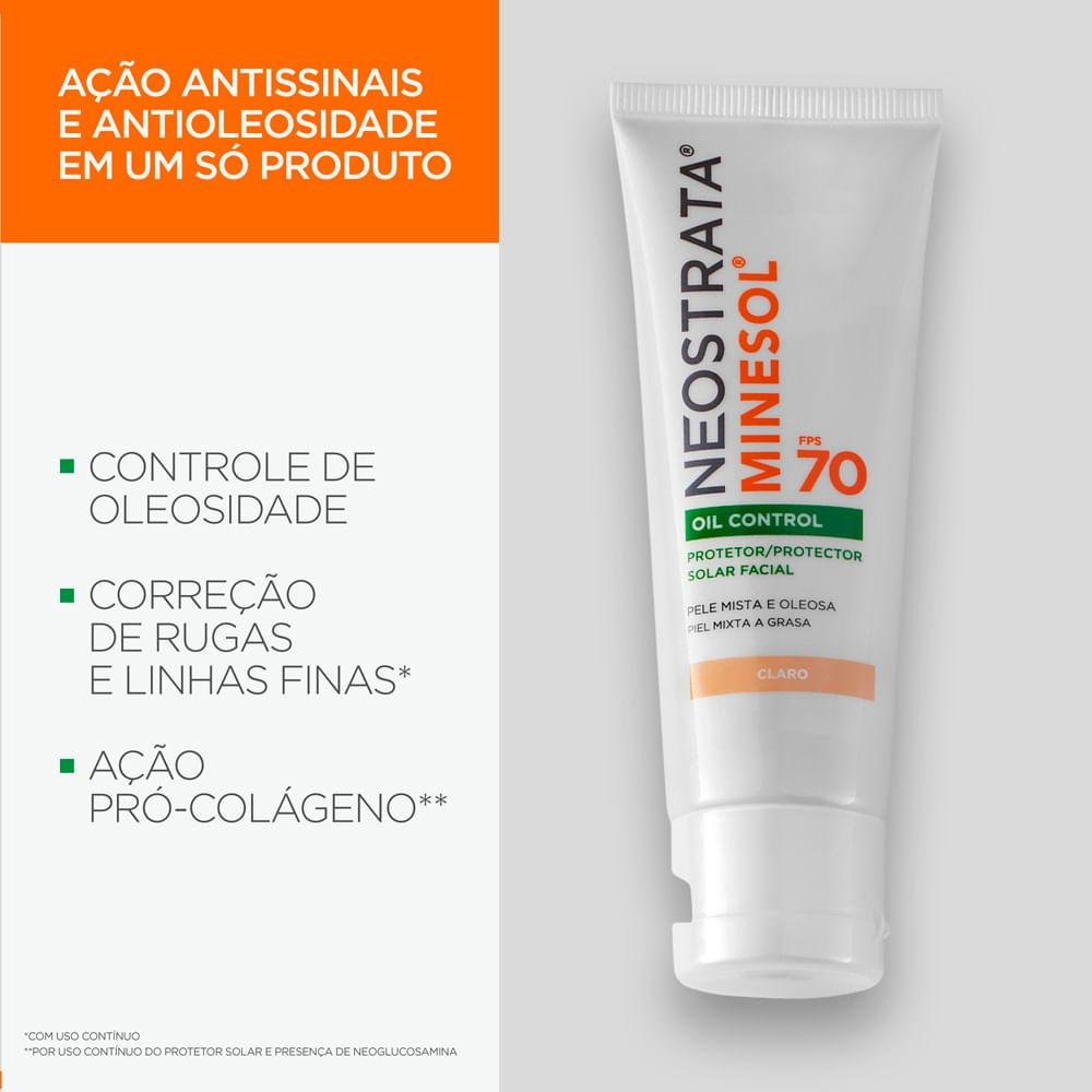 NEUTROGENA  MINESOL PROTETOR SOLAR FACIAL PELE CLARA FPS 70 40G Pele Clara 3