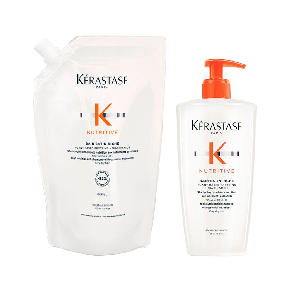 Kit Kérastase Shampoo Nutritive Bain Satin Riche 500Ml + Refil 500Ml