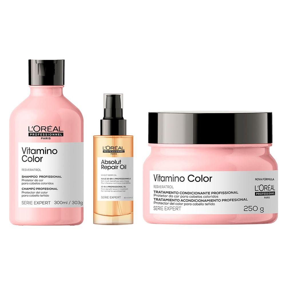 Kit L'Oréal Absolut Repair Óleo 90ml + Vitamino Color 2Pçs