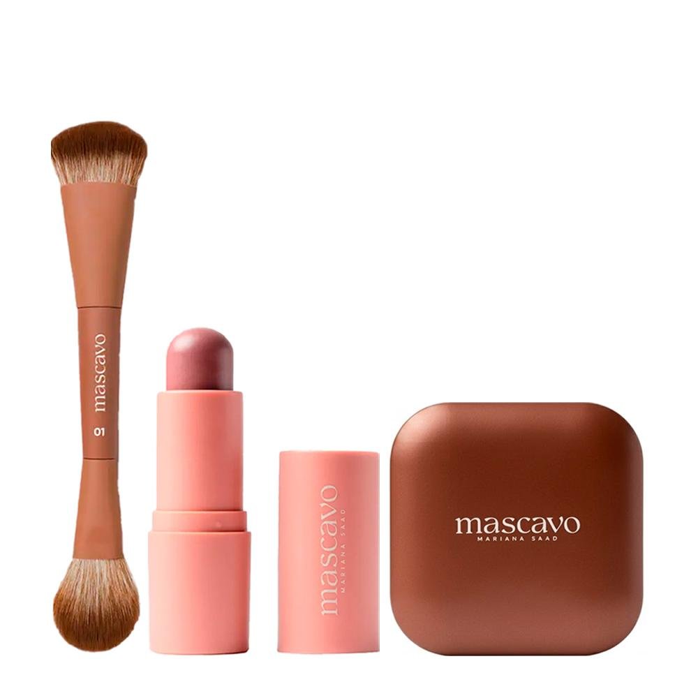 Kit Mascavo Pincel 01 + Blush Oak 6g + Bronzer Sunset 8g