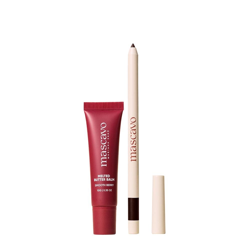 Kit Mascavo Lip Balm Smooth Berry 10G+Lapiseira Labial Hot Chocolate 0,3G