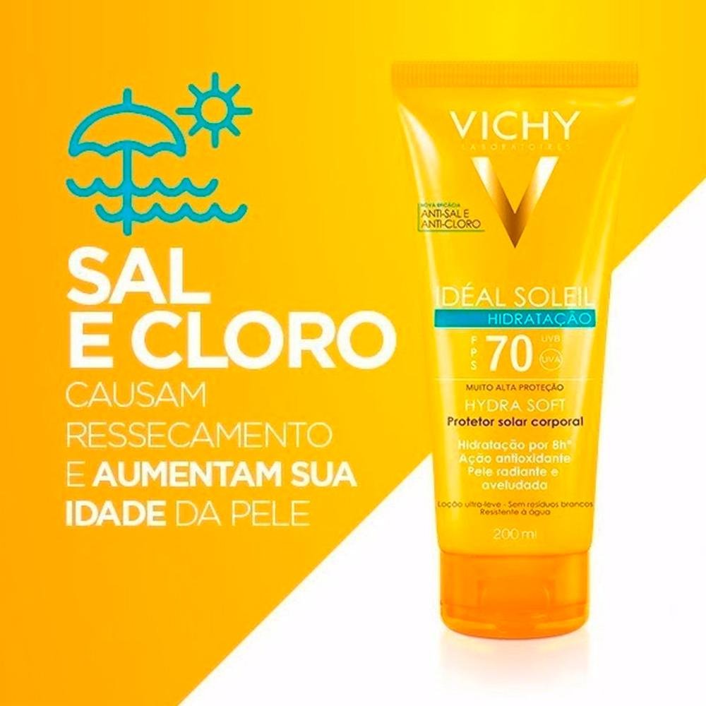 Vichy Idéal Soleil Protetor Solar Hydrasoft FPS70 200ml 200ml 3